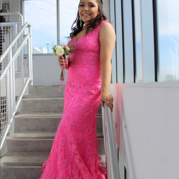 BEAUTIFUL SHERRY HILL HOT PINK ELEGANT GOWN,SZ 6🦋 - Picture 5 of 7